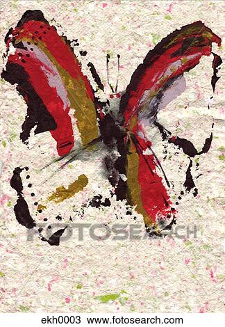 Drawing - Textured drawing of butterfly. Fotosearch