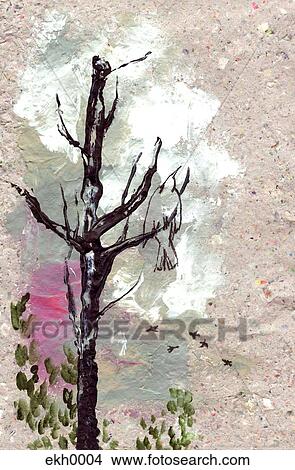 Stock Illustration - Textured drawing of tree. Fotosearch