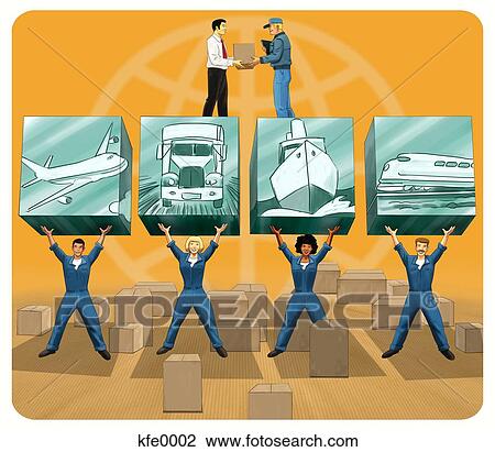 Drawing - The building blocks of the transport industry. Fotosearch