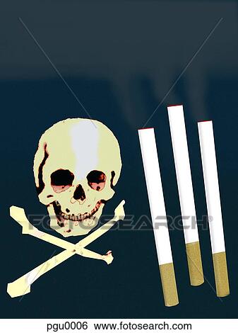 Three cigarettes and skull and cross bones View Large Illustration Stock Illustration - Three cigarettes and skull and cross bones. Fotosearch