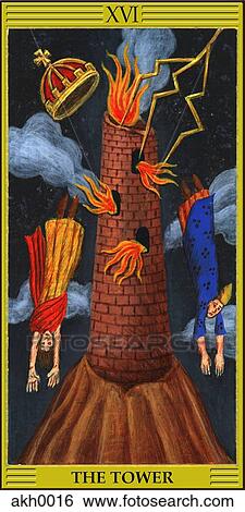 Stock Illustration - Tower tarot card. Fotosearch