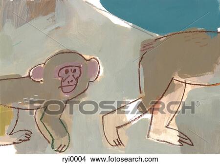 Stock Illustration - Two baboons. Fotosearch