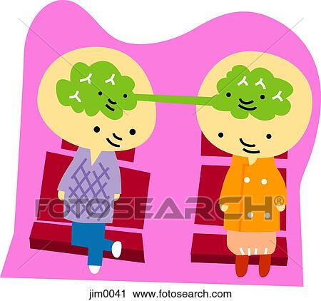 Two people connected by their thoughts View Large Illustration Clip Art - Two people connected by their thoughts. Fotosearch