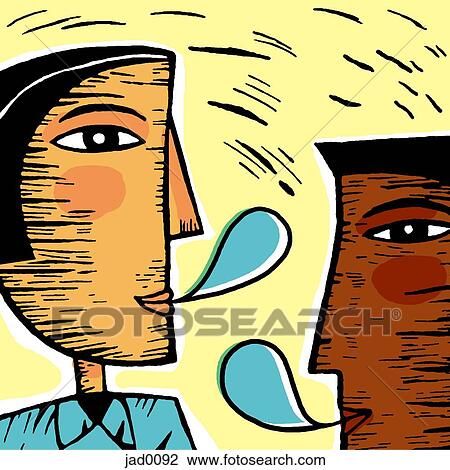 Drawing - Two people having a conversation. Fotosearch