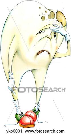 Clip Art - Unhappy decaying tooth. Fotosearch