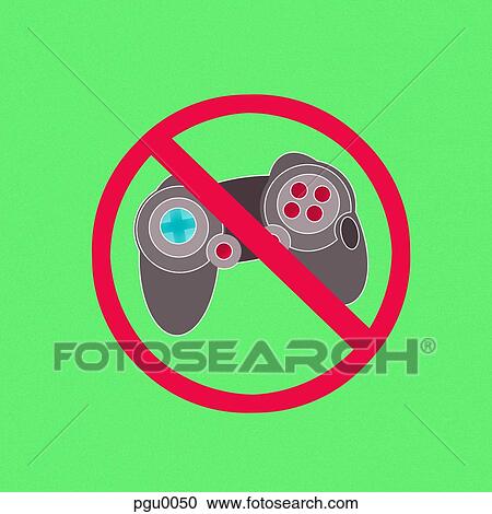 Video game console with prohibited sign View Large Illustration Clipart - Video game console with prohibited sign. Fotosearch