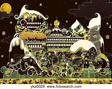 Stock Illustration - View of fantasy land. Fotosearch