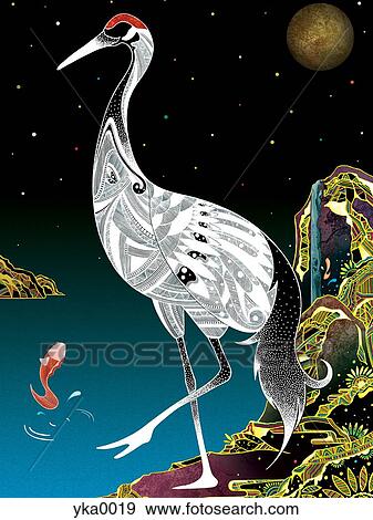 View of patterned crane View Large Illustration Stock Illustration - View of patterned crane. Fotosearch