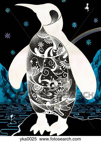 View of patterned penguin View Large Illustration Stock Illustration - View of patterned penguin. Fotosearch