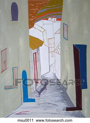 Clip Art - View of small alley in city. Fotosearch