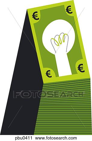 Wad of euro notes with lightbulb on it View Large Illustration Clip Art - Wad of euro notes with lightbulb on it. Fotosearch