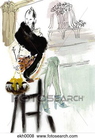 Stock Illustration - Woman in bar. Fotosearch