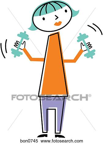 Stock Illustration - Woman lifting weights. Fotosearch