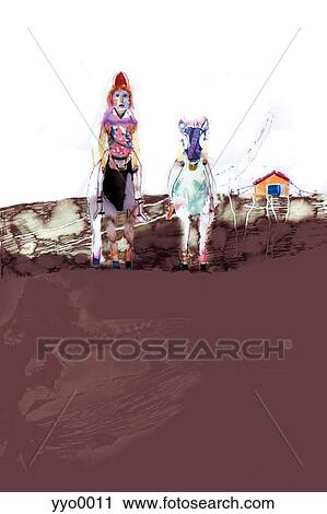 Clip Art - Woman riding horse. Fotosearch