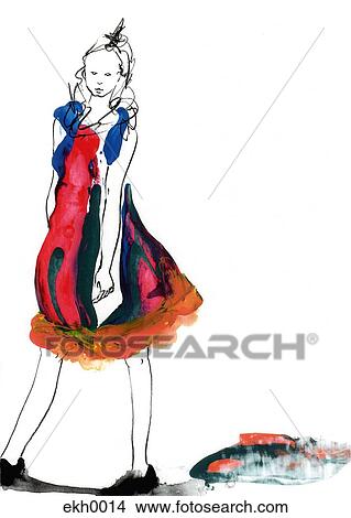 Stock Illustration - Woman walking fashion runway. Fotosearch