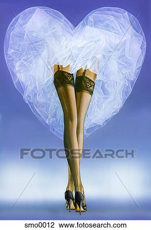 Womans legs in suspender stockings Drawing | smo0012 | Fotosearch