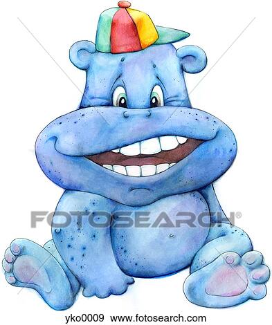 Young hippo with big smile View Large Illustration Stock Illustration - Young hippo with big smile. Fotosearch