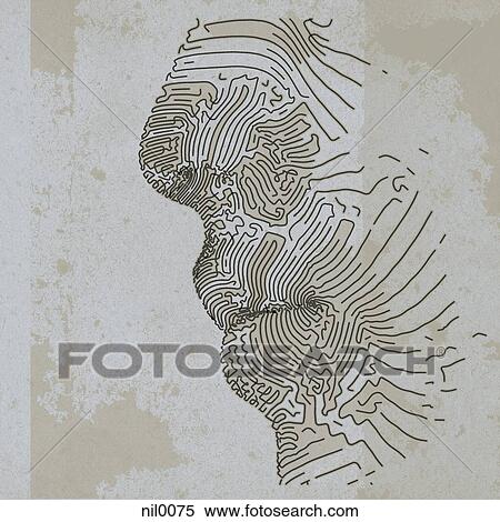 抽象的 イラスト の A 人 鼻 そして Lips イラスト Nil0075 Fotosearch