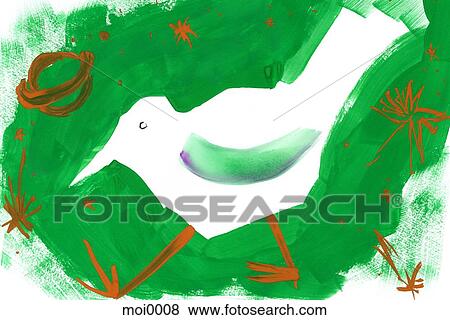 Stock Illustration - A bird against a green background. Fotosearch