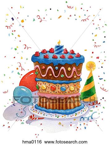 Stock Illustration - A birthday cake. Fotosearch
