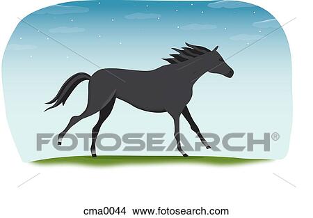 A black horse View Large Illustration Stock Illustration - A black horse. Fotosearch