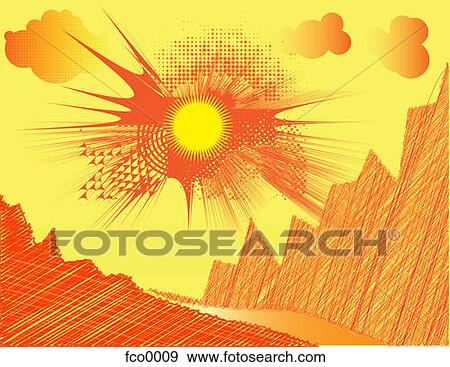 Stock Illustration - A blazing sun. Fotosearch