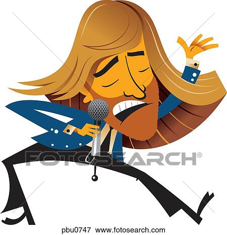 Stock Illustration - A blonde man singing into a microphone. Fotosearch