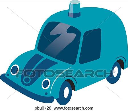 A blue car with a siren on top View Large Illustration Stock Illustration - A blue car with a siren on top. Fotosearch