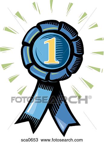 Drawing - A blue number one ribbon. Fotosearch