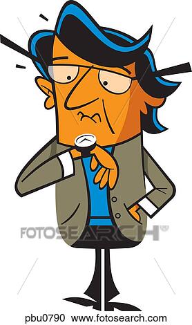 Clipart - A businessman looking at his watch. Fotosearch