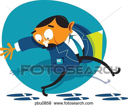 Stock Illustration - A businessman looking panicked. Fotosearch