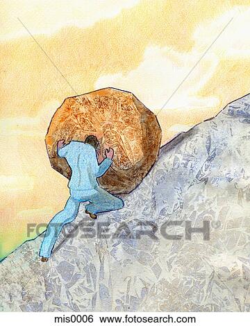 A businessman pushing a big rock up a hill View Large Illustration Stock Illustration - A businessman pushing a big rock up a hill. Fotosearch