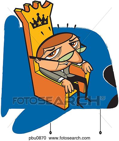 Clipart - A businessman sitting at a throne. Fotosearch