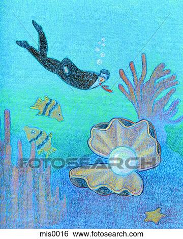 A businessman snorkeling near a pearl View Large Illustration Stock Illustration - A businessman snorkeling near a pearl. Fotosearch
