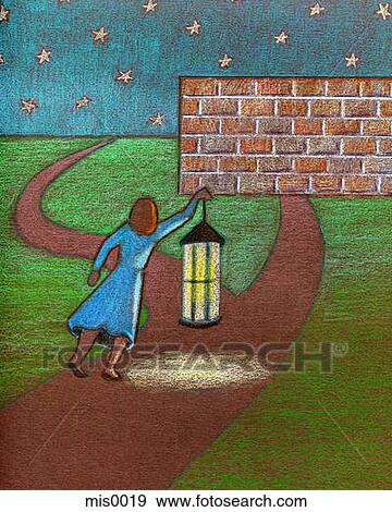 A businesswoman using a lantern to light her way along a path View Large Illustration Stock Illustration - A businesswoman using a lantern to light her way along a path. Fotosearch