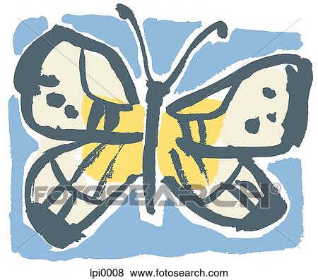 Stock Illustration - A butterfly against a blue background. Fotosearch