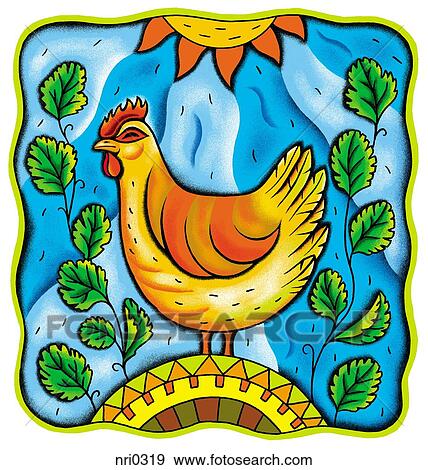 Stock Illustration - A chicken standing in the sun. Fotosearch