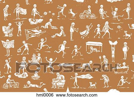 A collage of a boy doing various daily activities View Large Illustration Stock Illustration - A collage of a boy doing various daily activities. Fotosearch