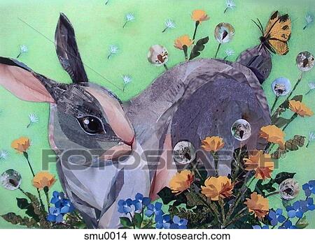 A collage of a rabbit in a garden View Large Illustration Stock Illustration - A collage of a rabbit in a garden. Fotosearch