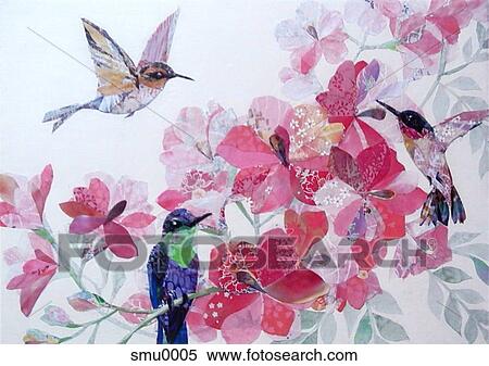 A collage of birds and flowers View Large Illustration Stock Illustration - A collage of birds and flowers. Fotosearch
