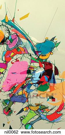 A colorful and abstract image of horses View Large Illustration Drawing - A colorful and abstract image of horses. Fotosearch