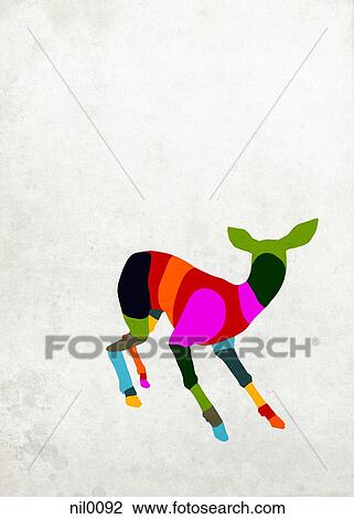 A colorful deer View Large Illustration Drawing - A colorful deer. Fotosearch