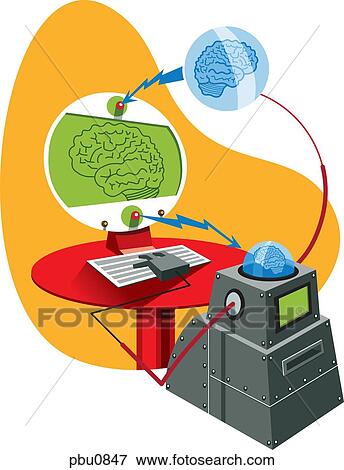A computer trying to communicate with a human brain View Large Illustration Stock Illustration - A computer trying to communicate with a human brain. Fotosearch