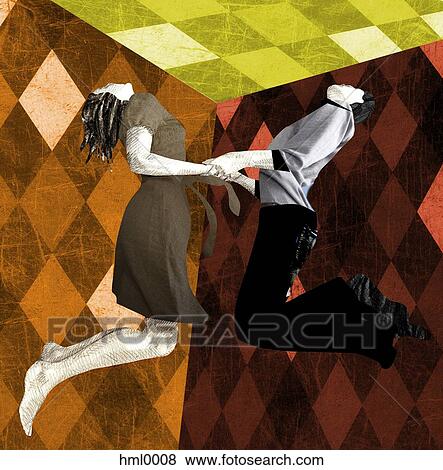 Stock Illustration - A couple holding each other with their heads back. Fotosearch