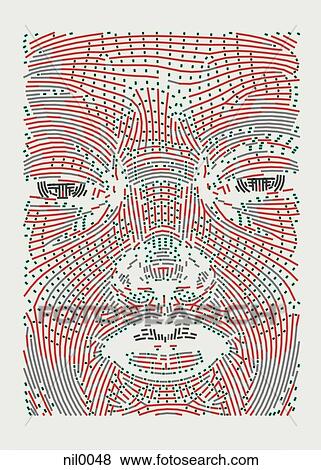 A face drawn with lines View Large Illustration Stock Illustration - A face drawn with lines. Fotosearch
