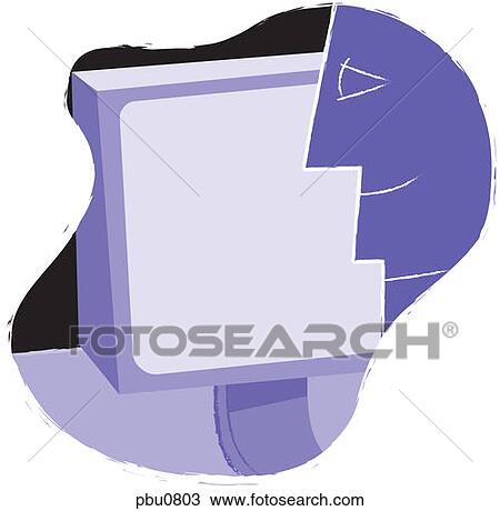 Drawing - A face looking at a computer screen. Fotosearch