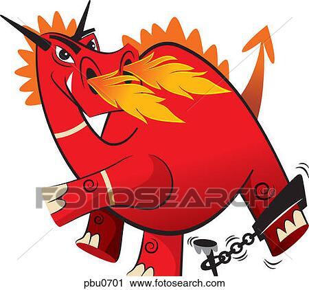 Clip Art - A fire breathing dragon. Fotosearch
