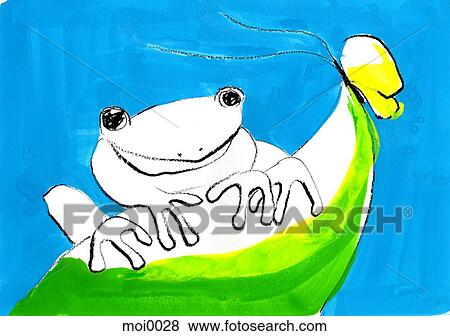 A frog and a butterfly View Large Illustration Stock Illustration - A frog and a butterfly. Fotosearch