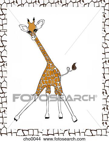 Stock Illustration - A giraffe surrounded by a giraffe pattern for a border. Fotosearch