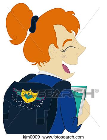A girl wearing a backpack View Large Illustration Stock Illustration - A girl wearing a backpack. Fotosearch